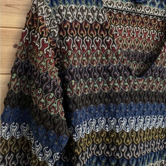 Y2K Venezia Size XLarge Retro Crinkle Textured Swirly V Neck Flare Sleeve Blouse - Picture 6 of 11